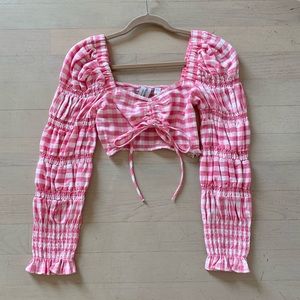 Collusion Pink Gingham Crop Top